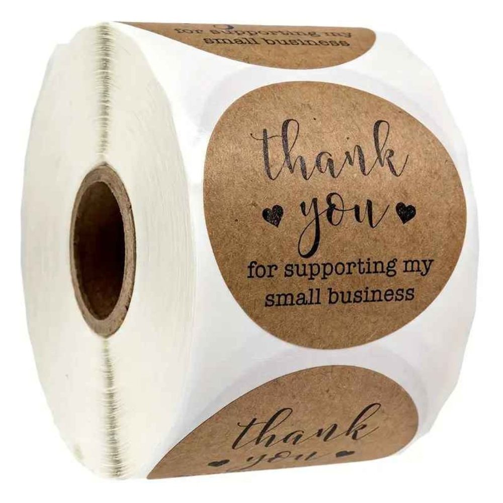 thank you for supporting my small business stickers roll of 500 stickers brown